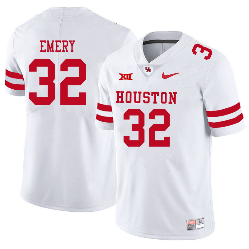 Men-Youth #32 Jalen Emery Houston Cougars College Big 12 Conference Football Jerseys Sale-White